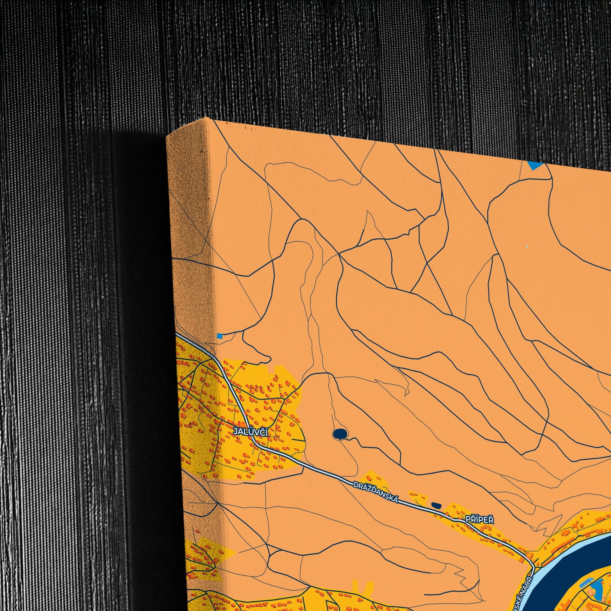 Děčín Czechia Colorful City Map Canvas Print Detail