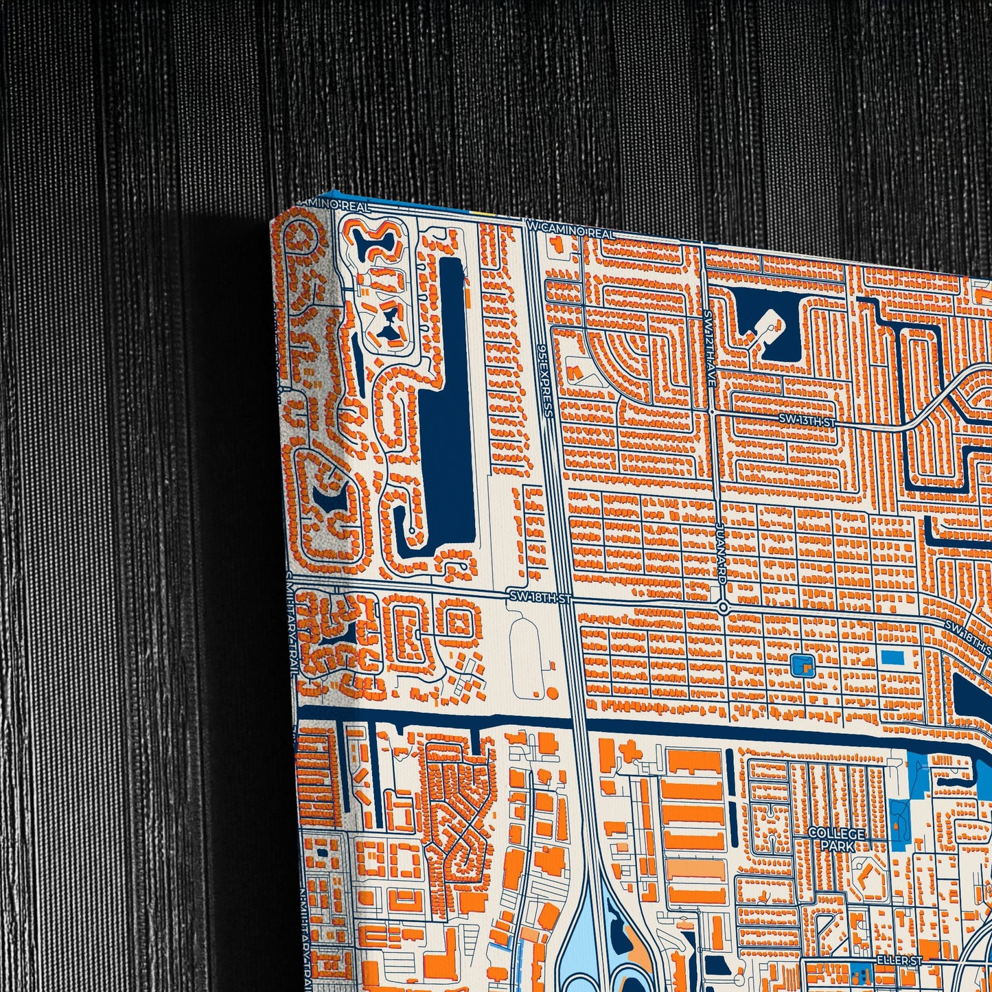 Deerfield Beach Florida Colorful City Map Canvas Print Detail