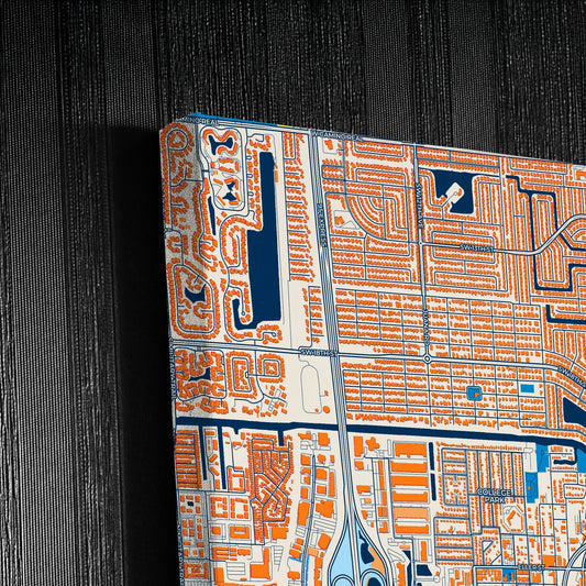 Deerfield Beach Florida Colorful City Map Canvas Print Detail