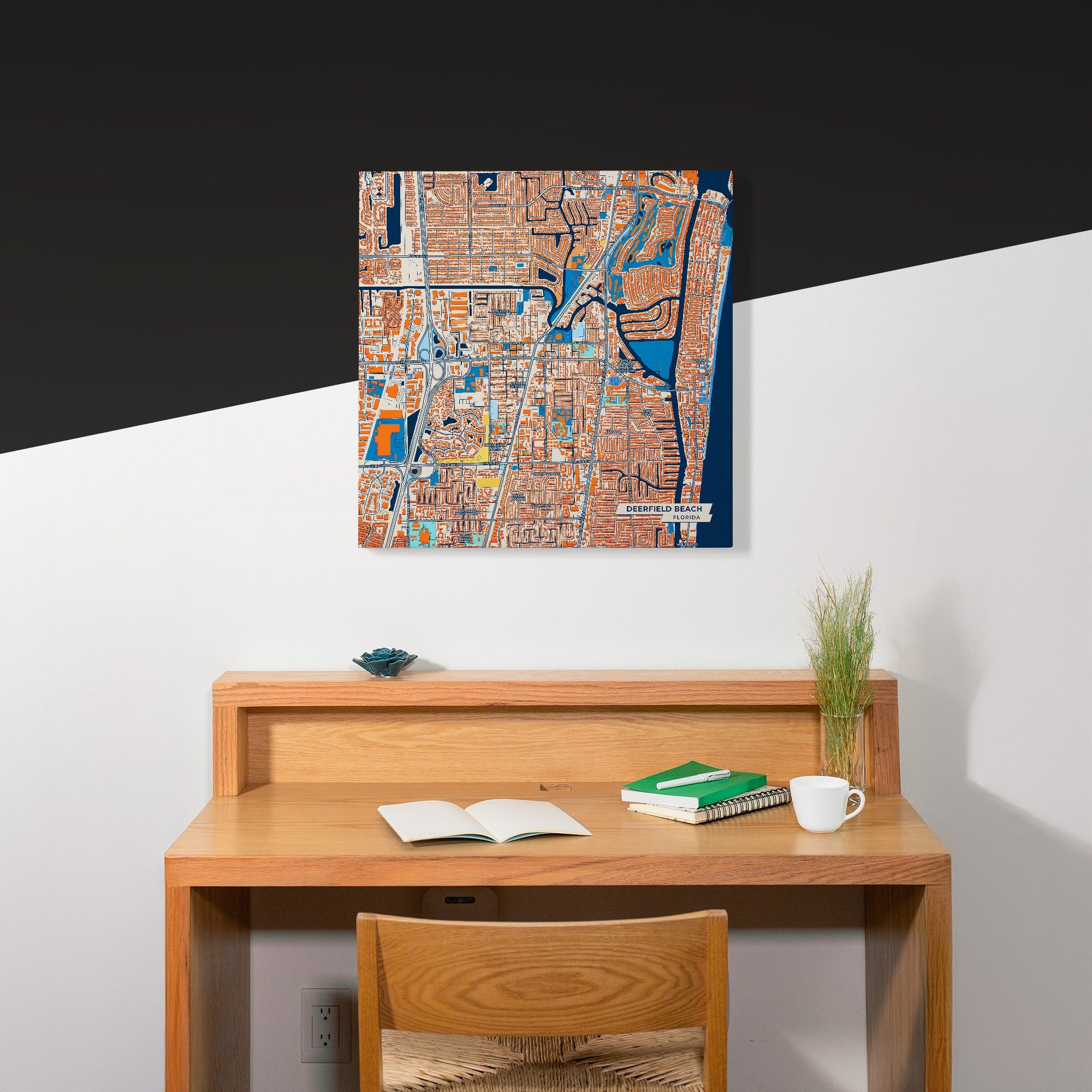 Deerfield Beach Florida Colorful City Map Canvas Print Scene