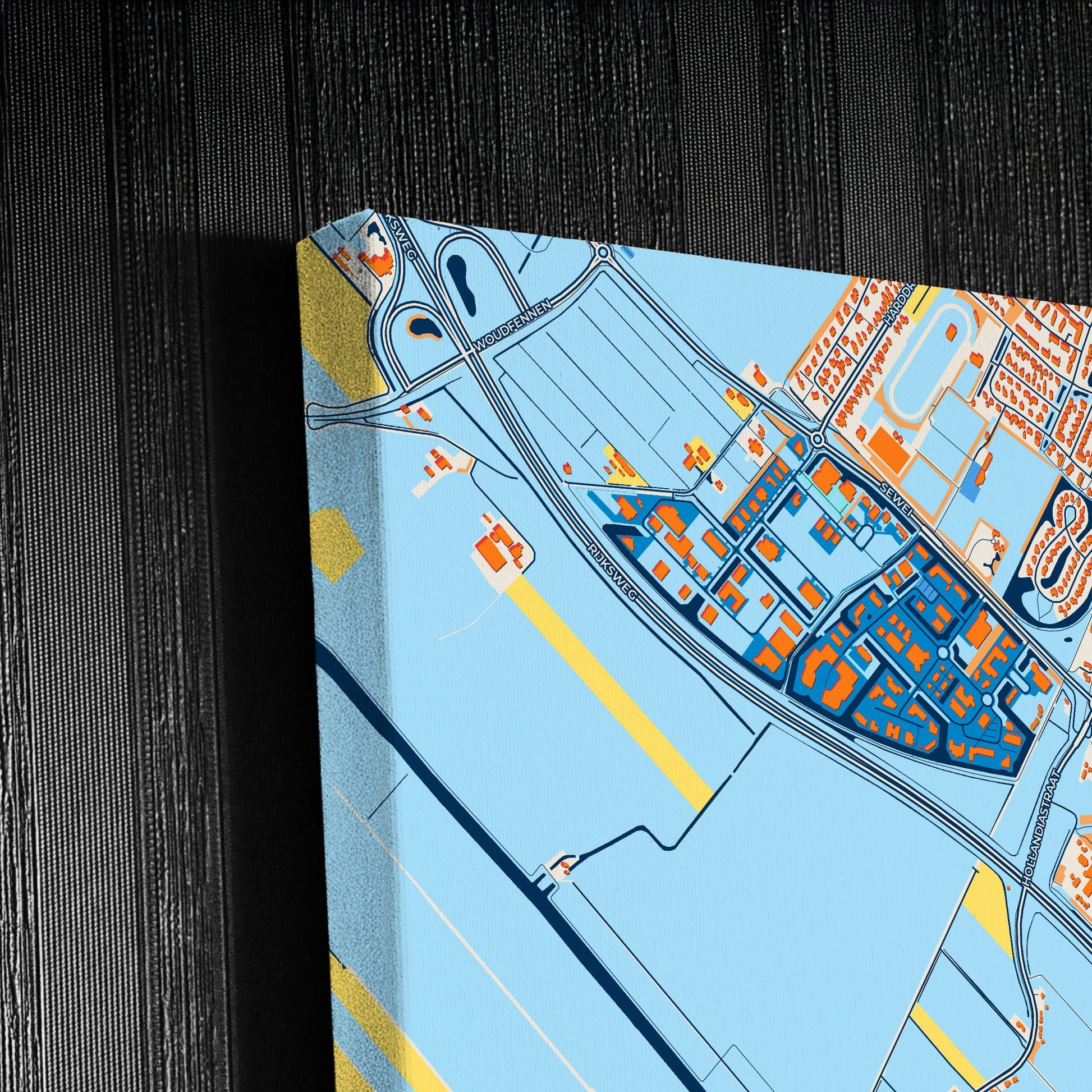 Defryskemarren Netherlands Colorful City Map Canvas Print Detail