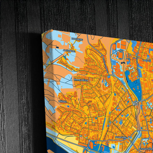 Deggendorf Germany Colorful City Map Canvas Print Detail