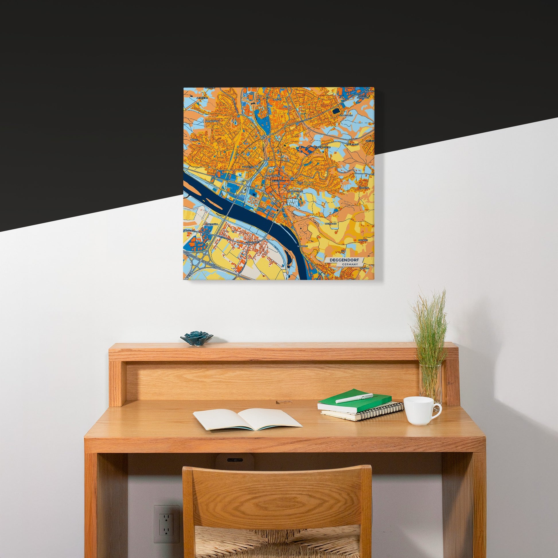 Deggendorf Germany Colorful City Map Canvas Print Scene