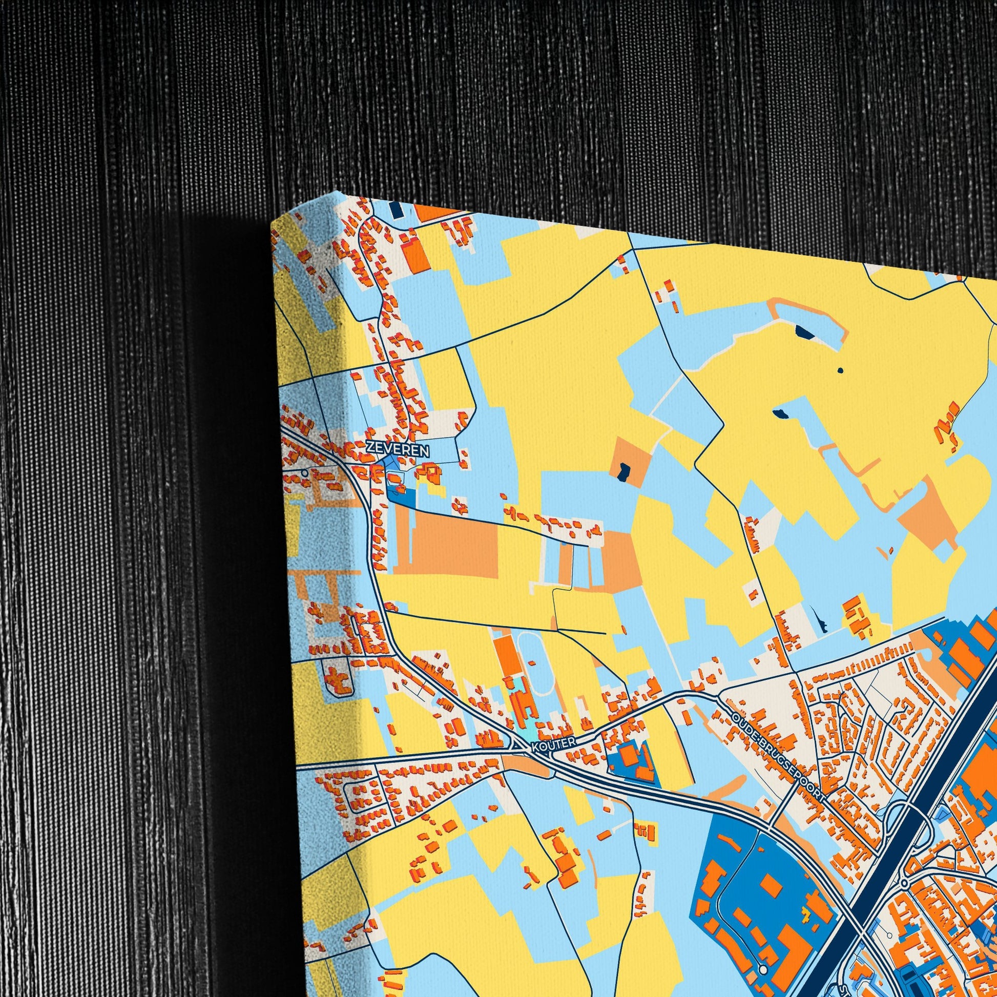 Deinze Belgium Colorful City Map Canvas Print Detail