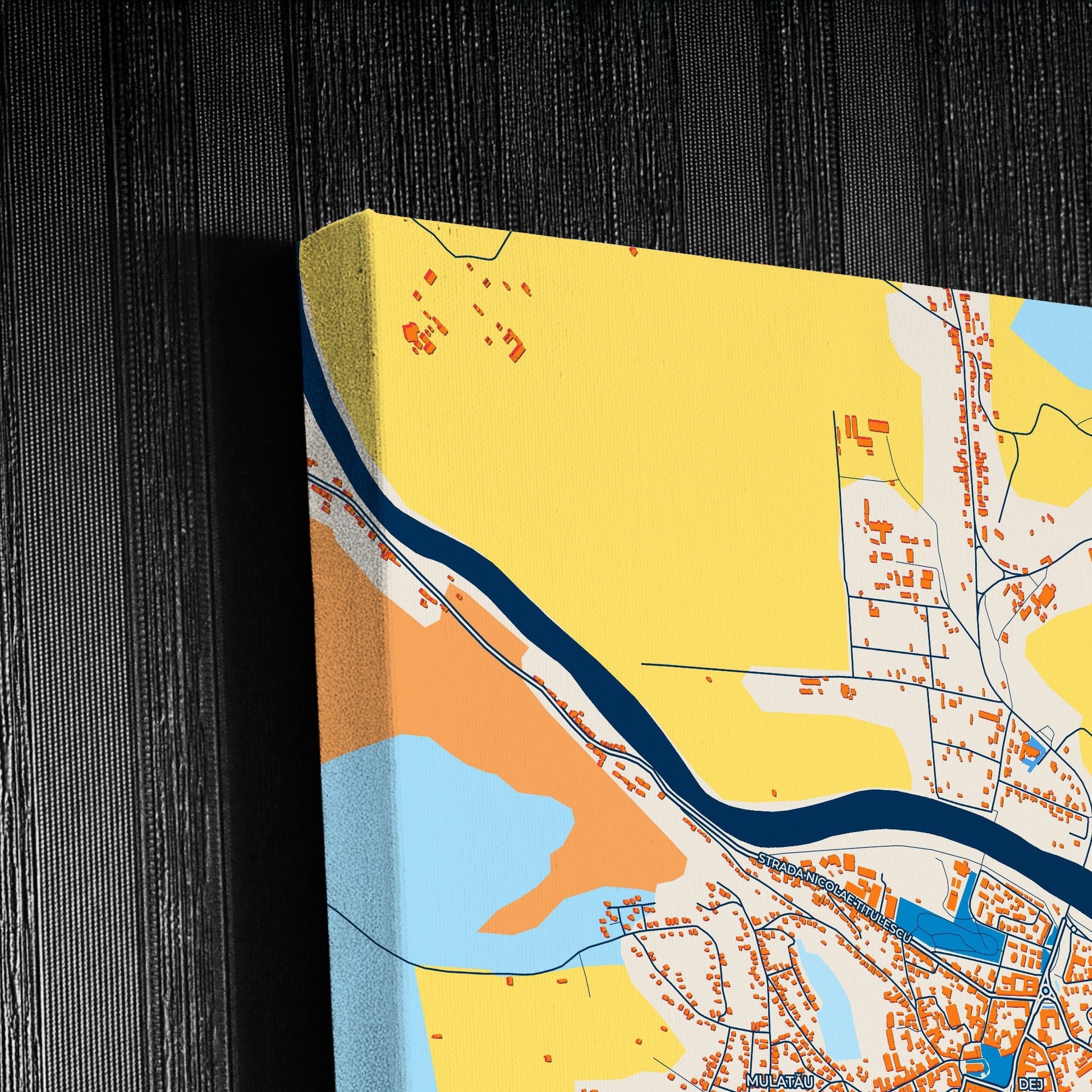Dej Romania Colorful City Map Canvas Print Detail