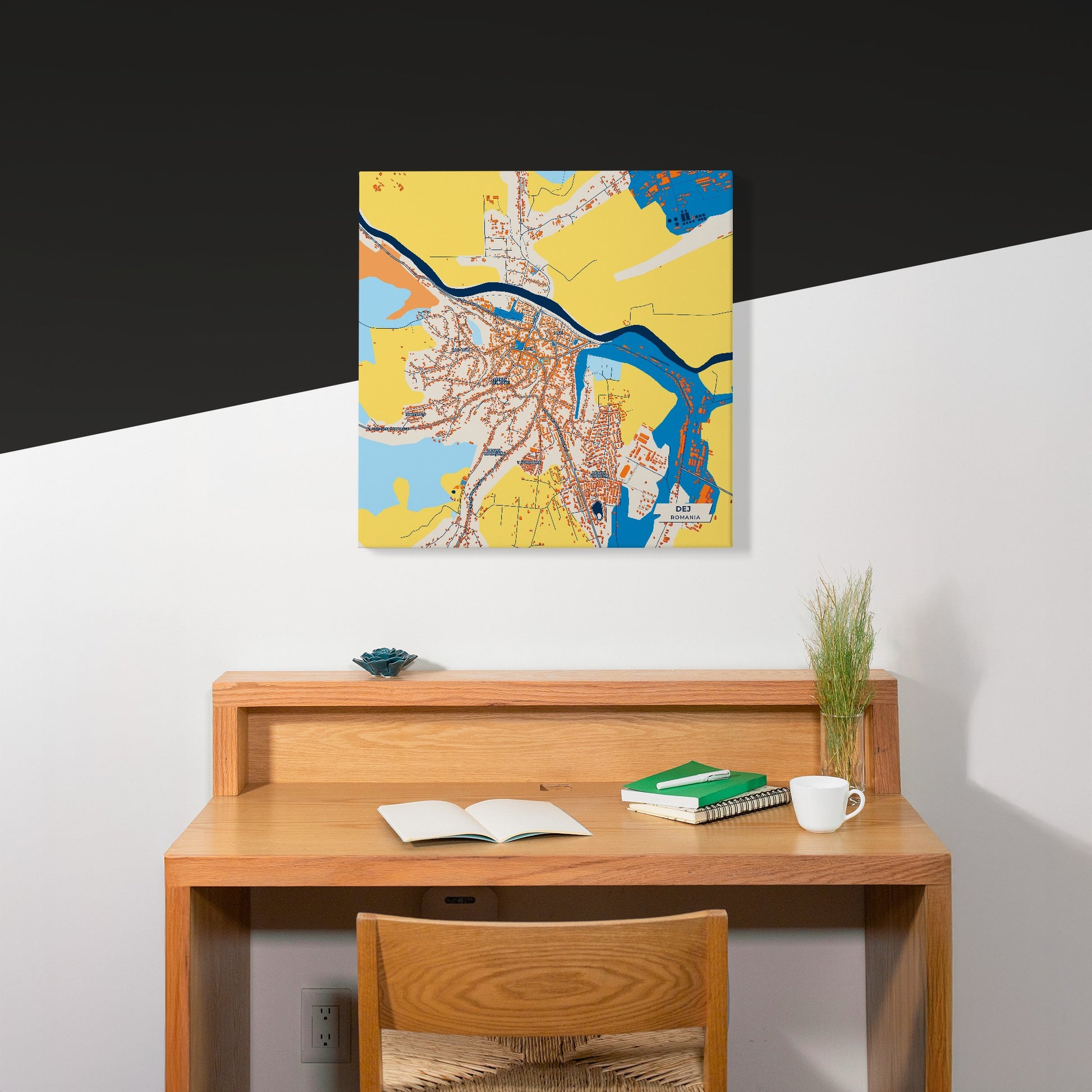 Dej Romania Colorful City Map Canvas Print Scene