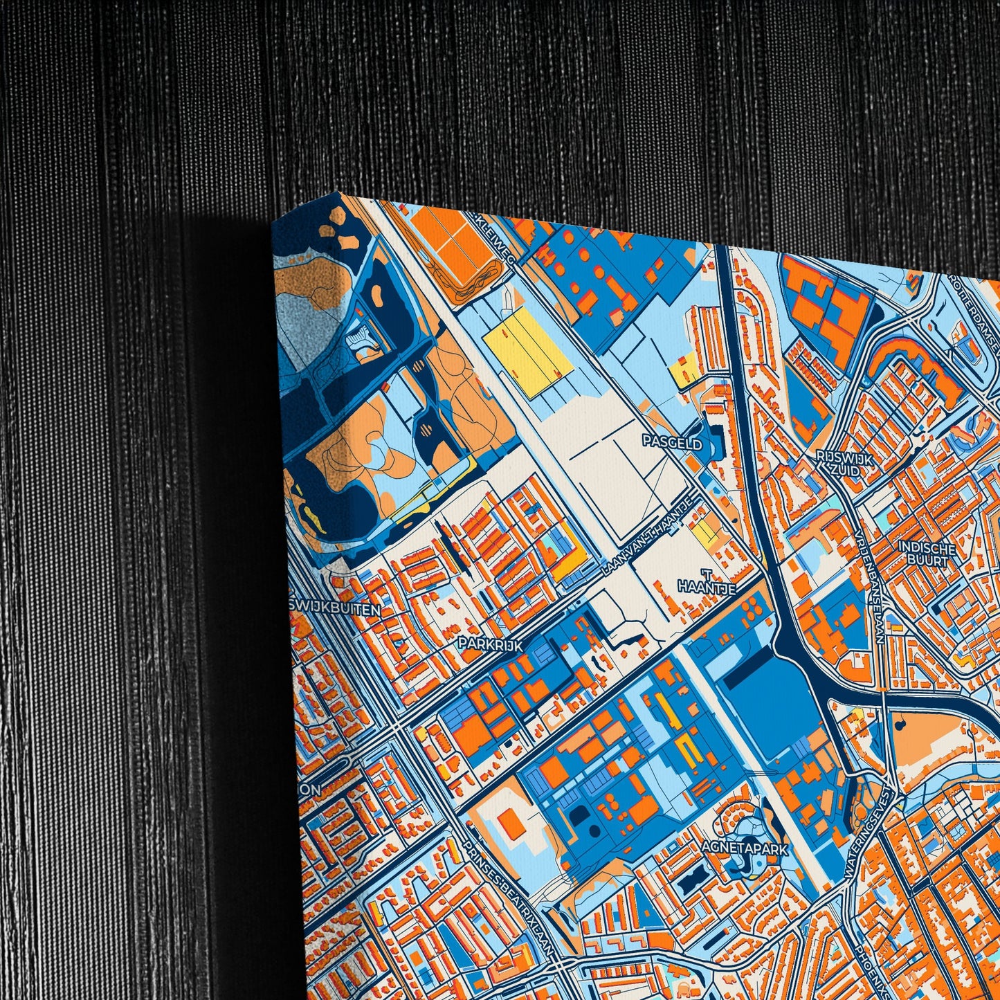 Delft Netherlands Colorful City Map Canvas Print Detail