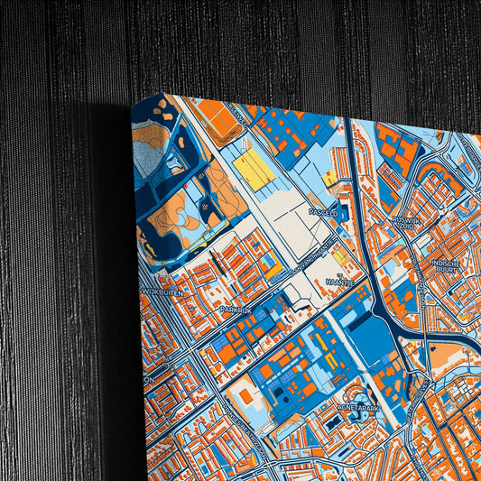 Delft Netherlands Colorful City Map Canvas Print Detail