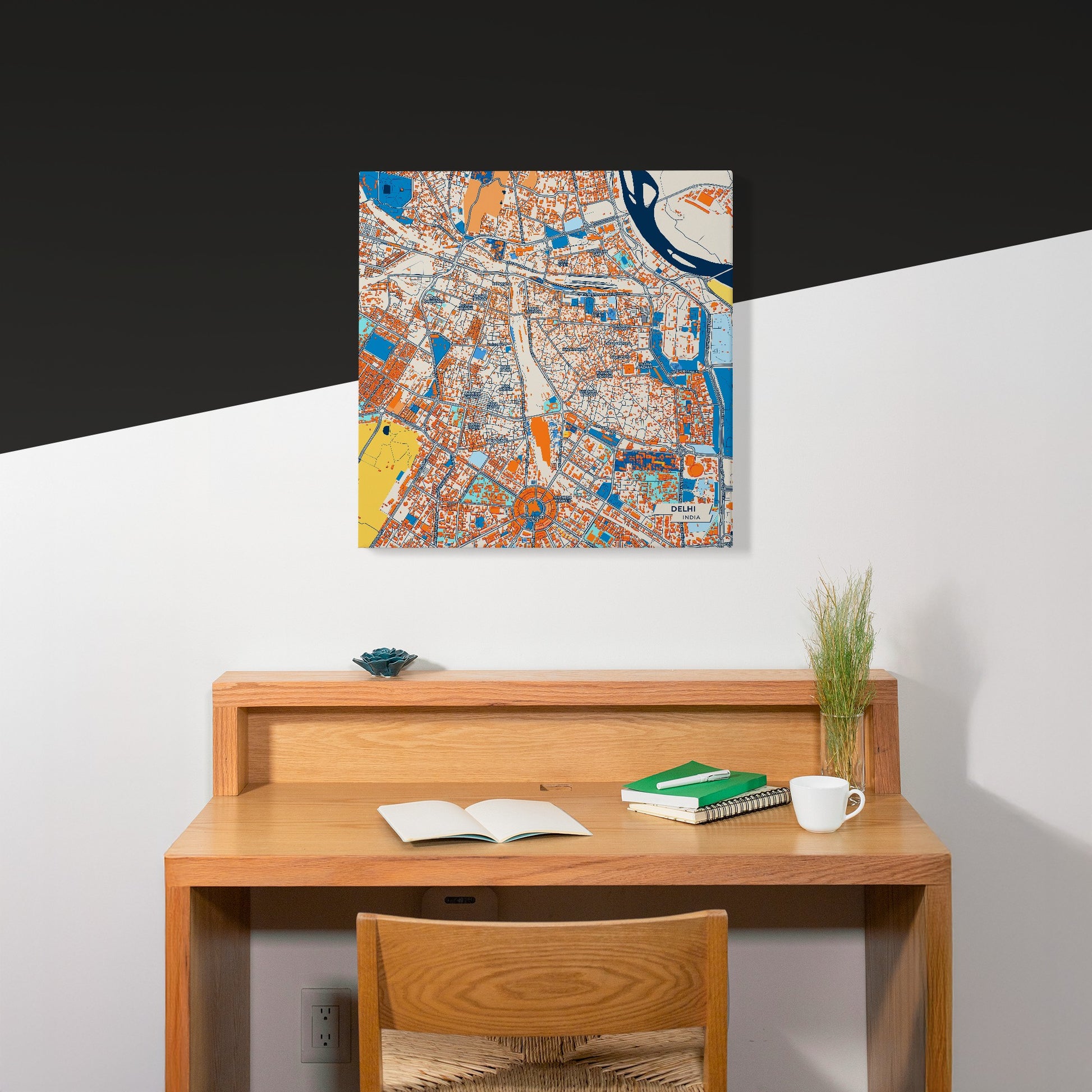 Delhi India Colorful City Map Canvas Print Scene