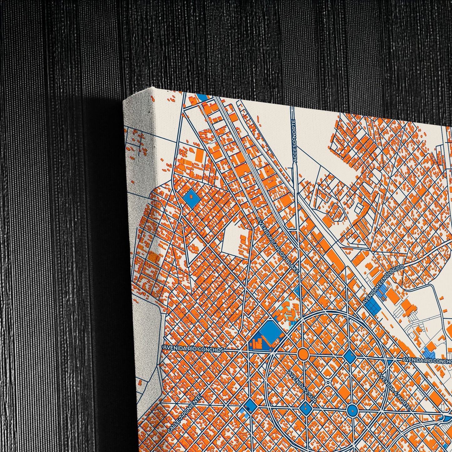 Delicias Mexico Colorful City Map Canvas Print Detail