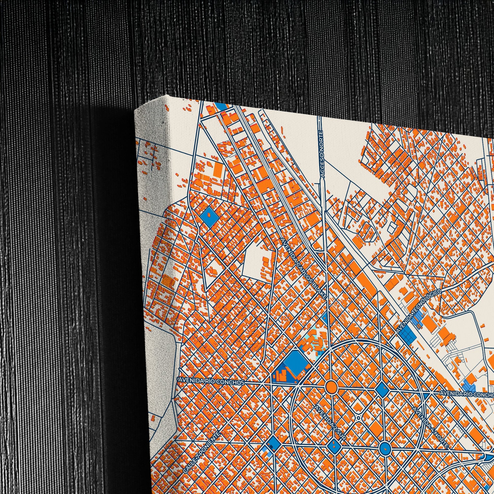 Delicias Mexico Colorful City Map Canvas Print Detail