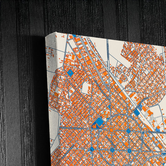 Delicias Mexico Colorful City Map Canvas Print Detail