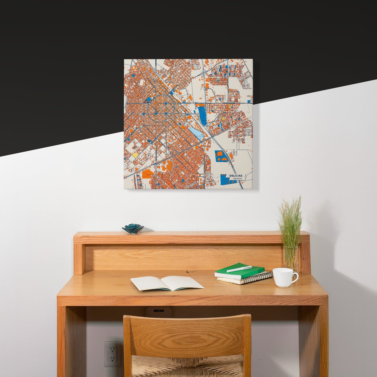 Delicias Mexico Colorful City Map Canvas Print Scene