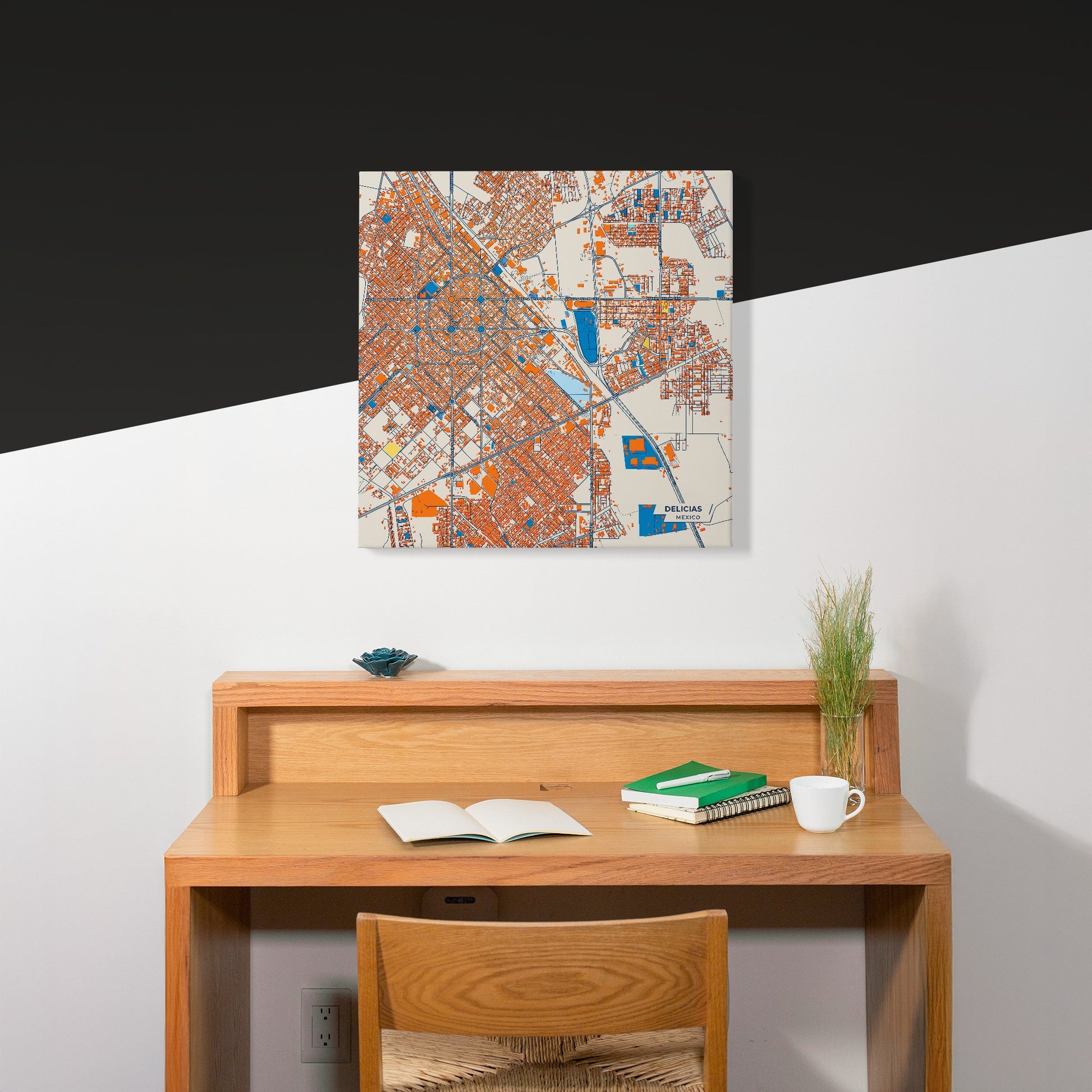 Delicias Mexico Colorful City Map Canvas Print Scene