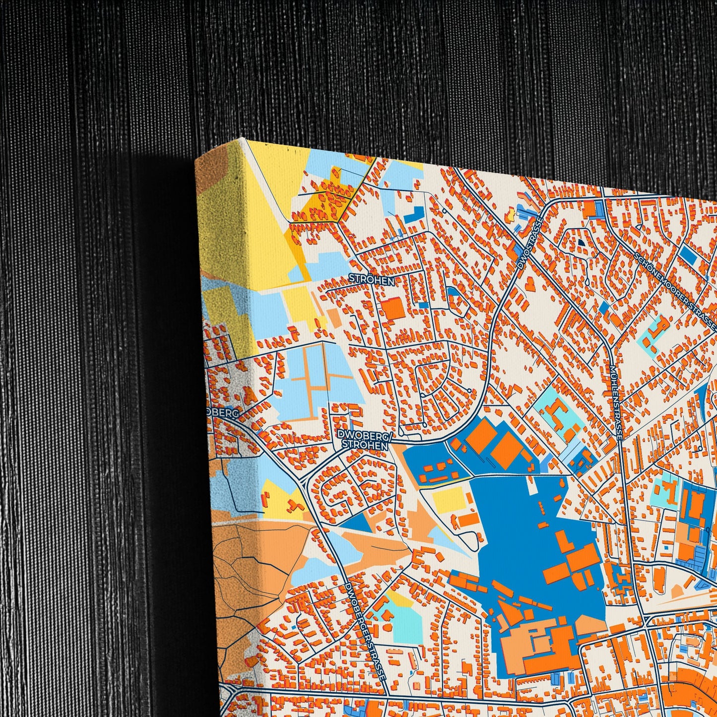 Delmenhorst Germany Colorful City Map Canvas Print Detail