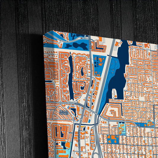Delray Beach Florida Colorful City Map Canvas Print Detail