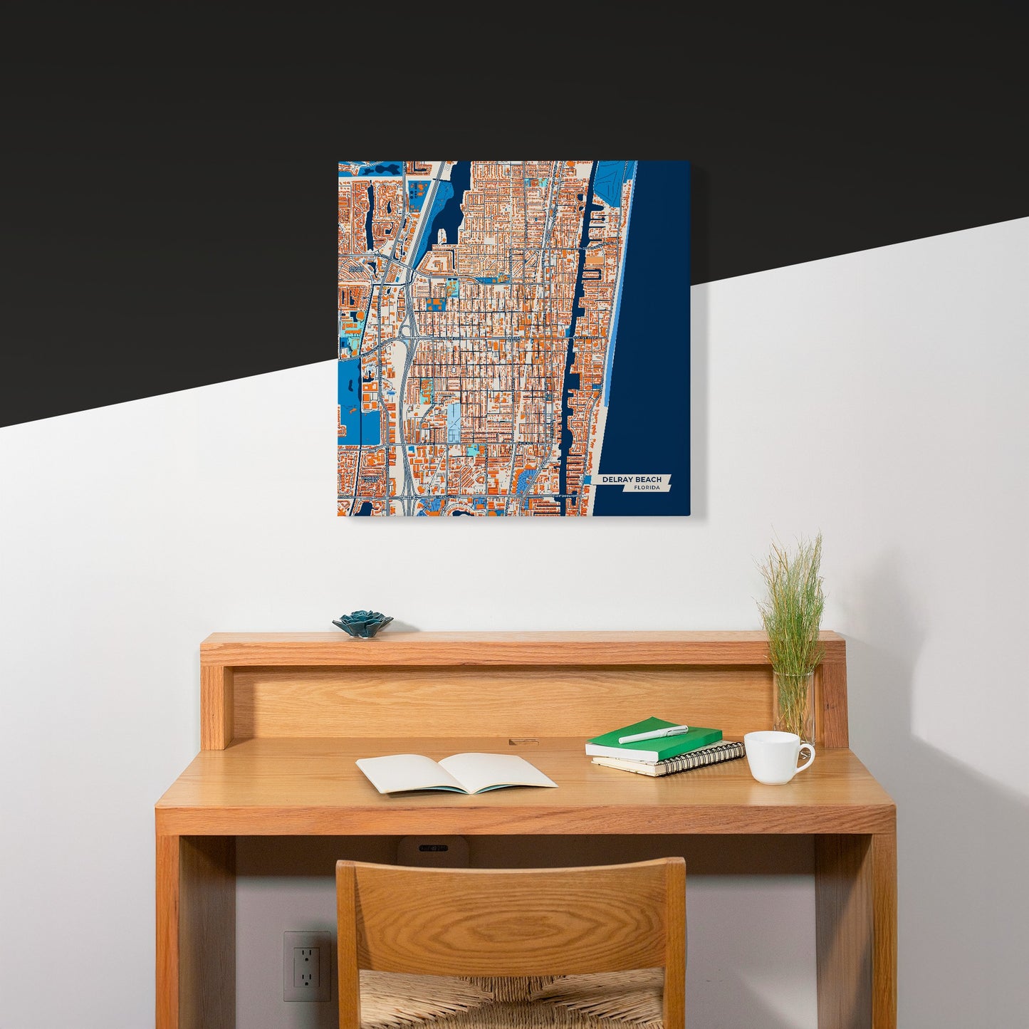 Delray Beach Florida Colorful City Map Canvas Print Scene