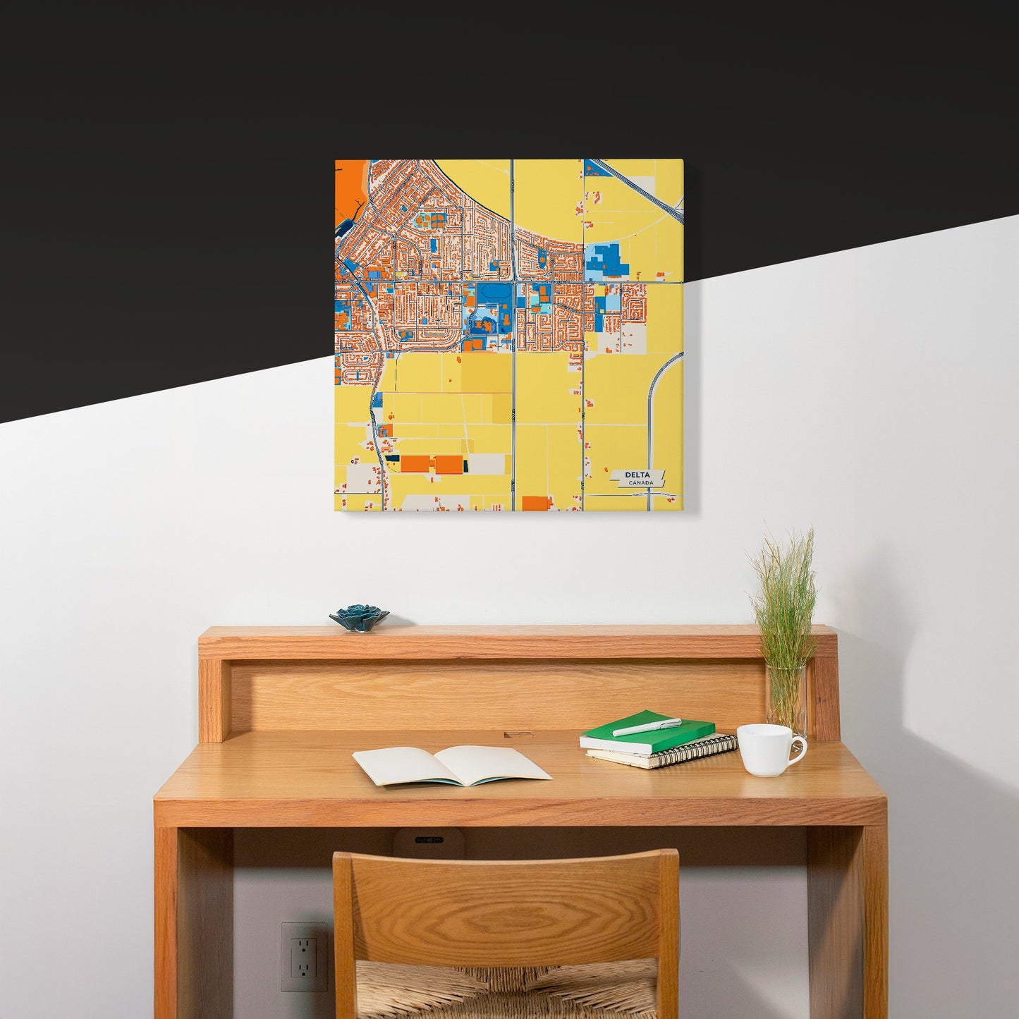 Delta Canada Colorful City Map Canvas Print Scene