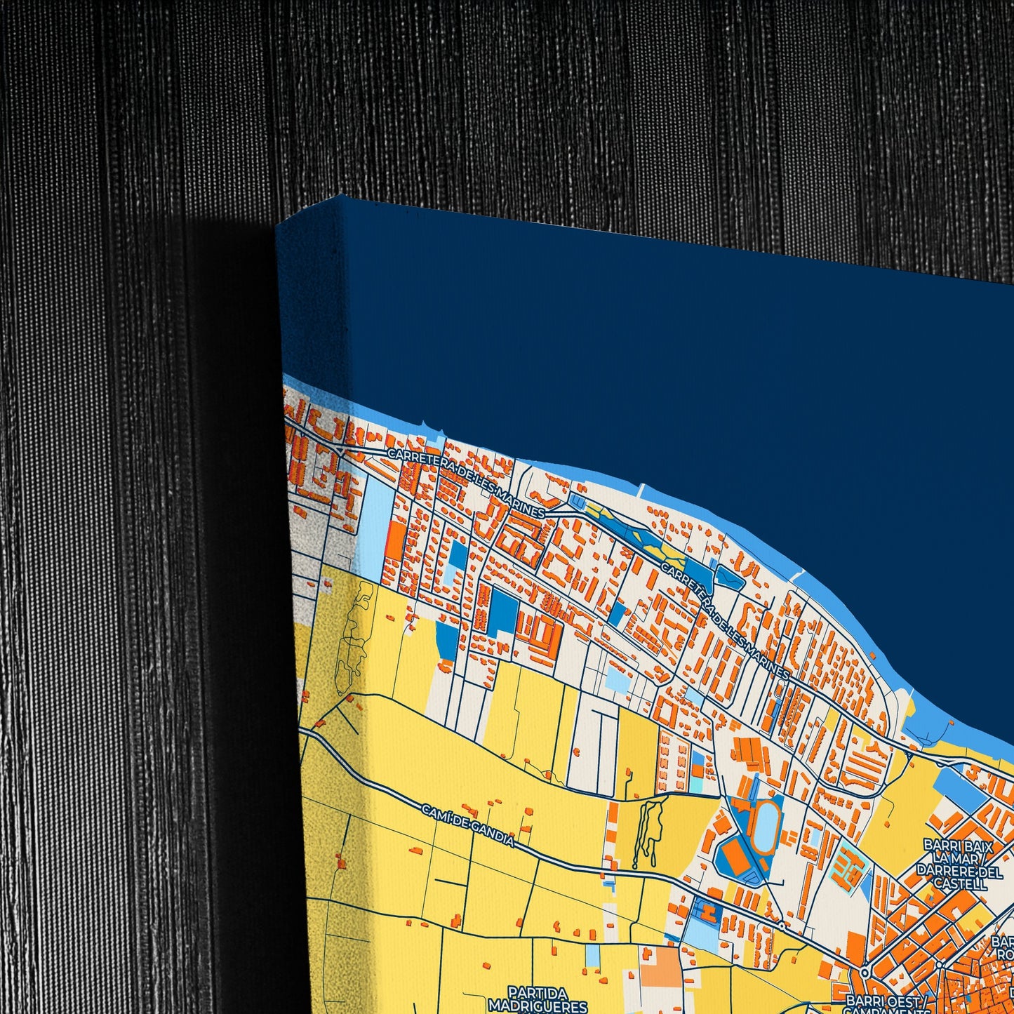 Denia Spain Colorful City Map Canvas Print Detail