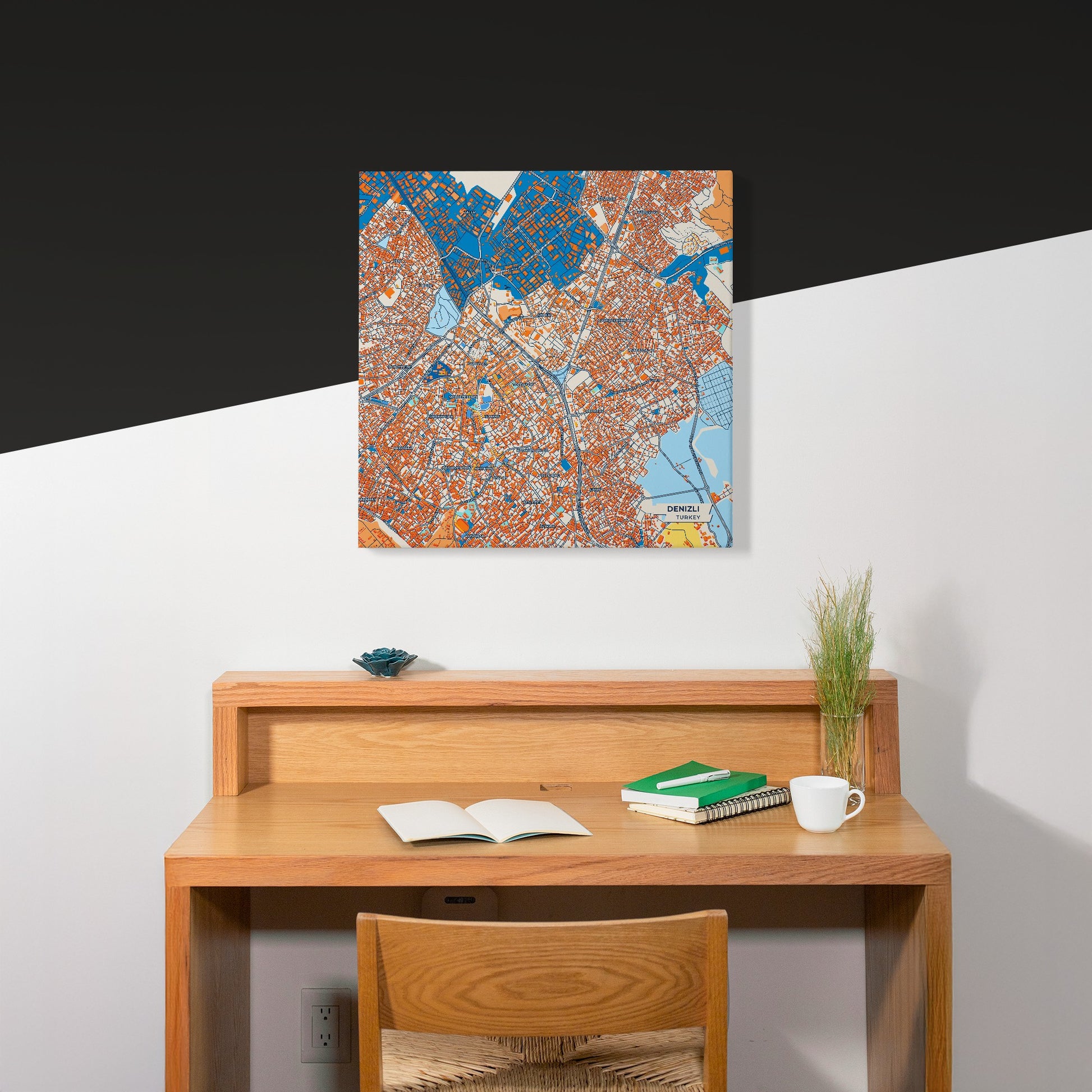 Deni̇zli̇ Turkey Colorful City Map Canvas Print Scene