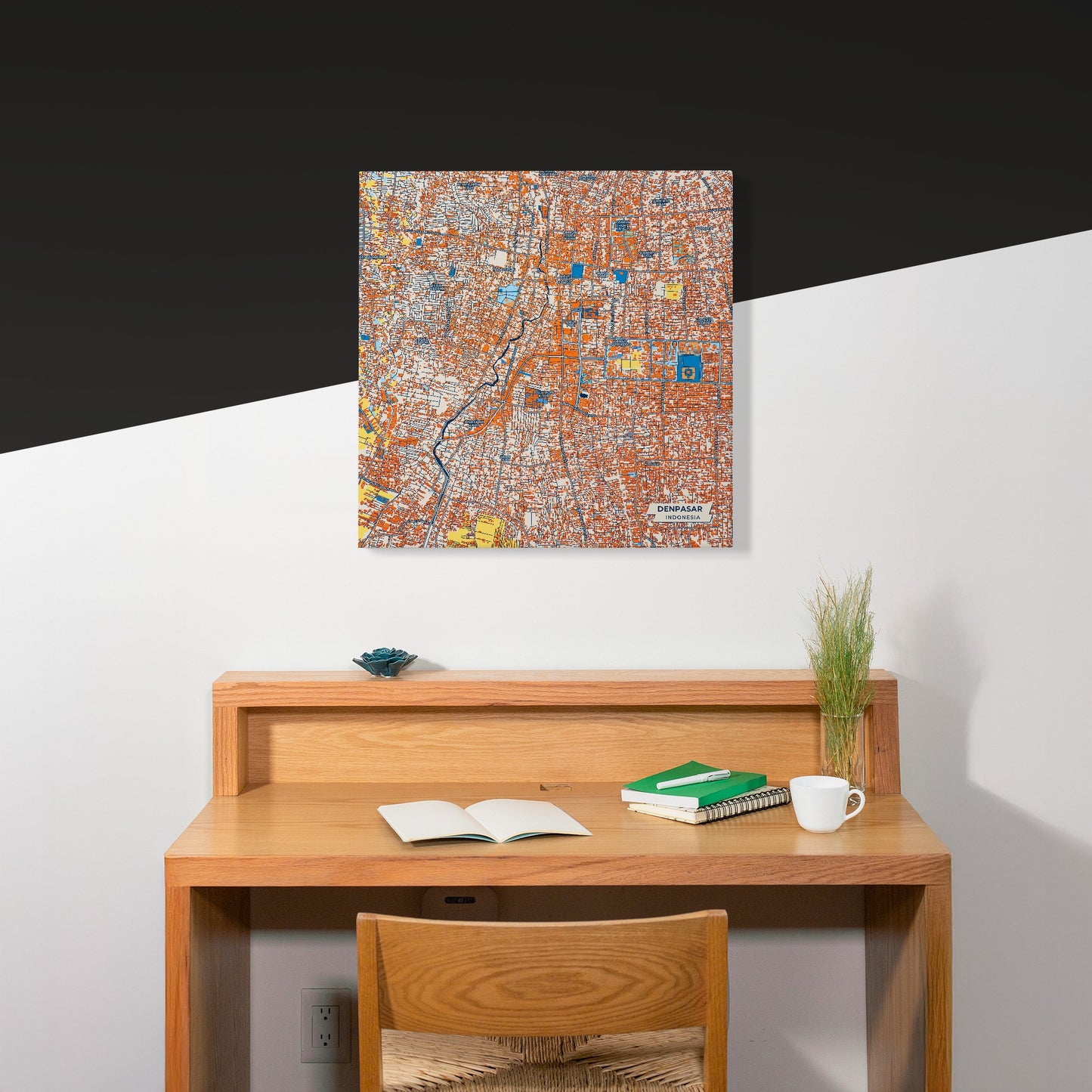 Denpasar Indonesia Colorful City Map Canvas Print Scene