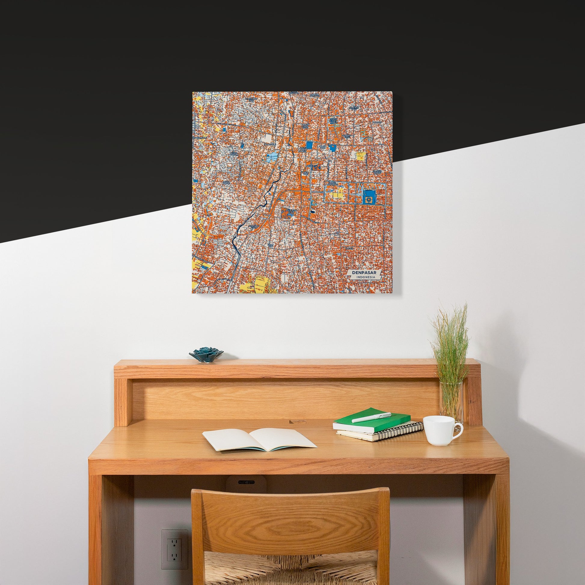 Denpasar Indonesia Colorful City Map Canvas Print Scene