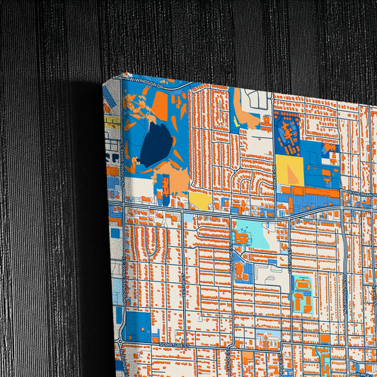 Denton Texas Colorful City Map Canvas Print Detail