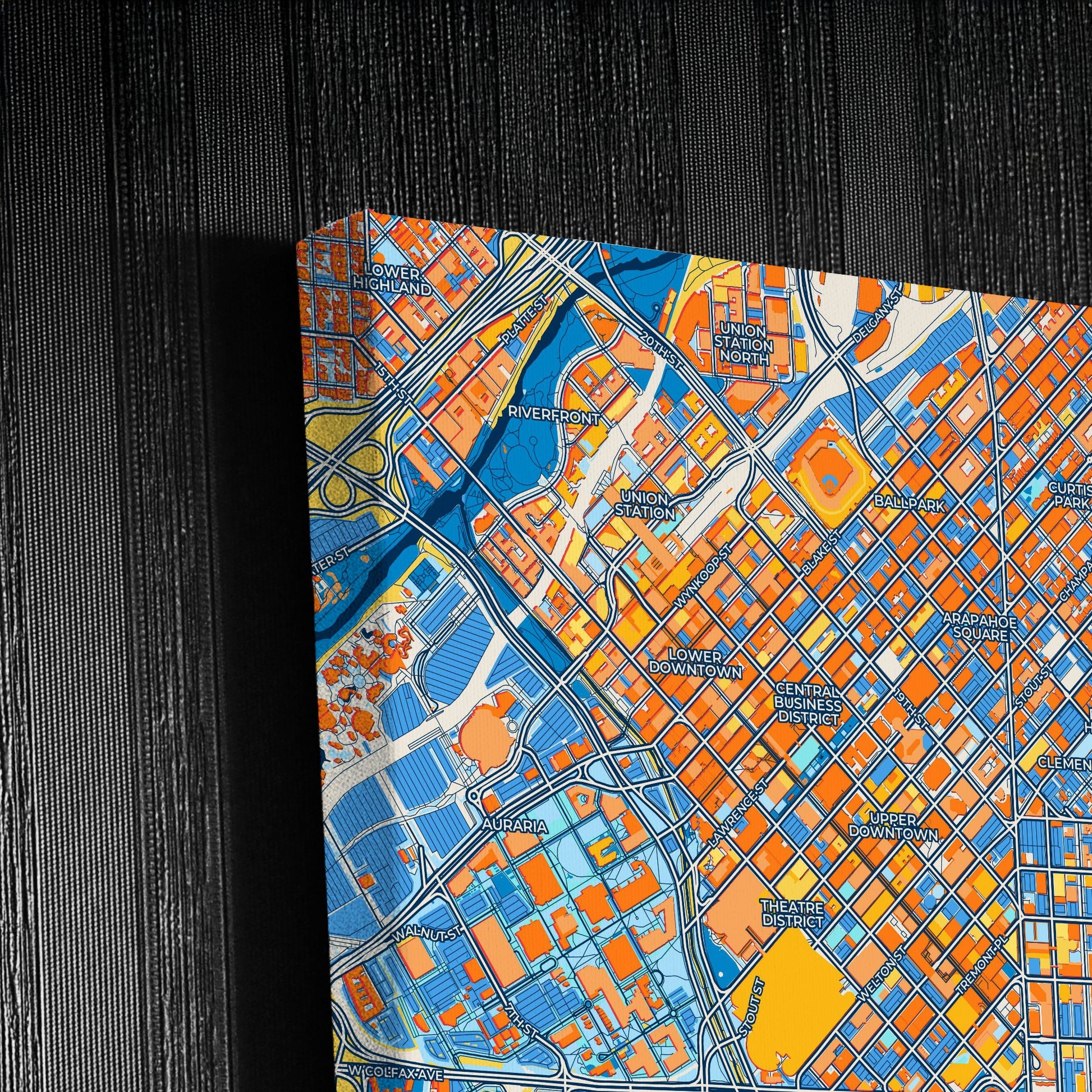Denver Colorado Colorful City Map Canvas Print Detail