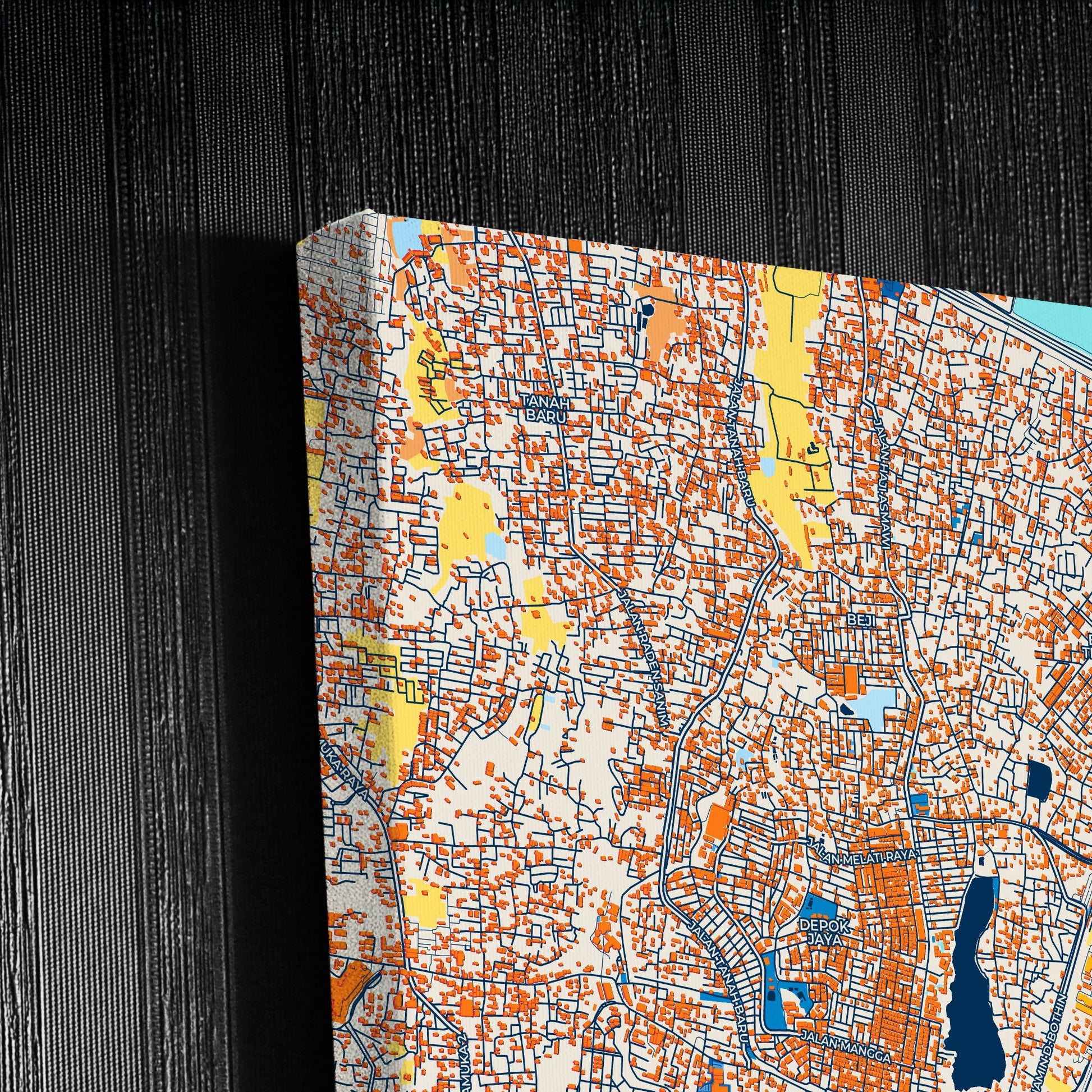 Depok Indonesia Colorful City Map Canvas Print Detail