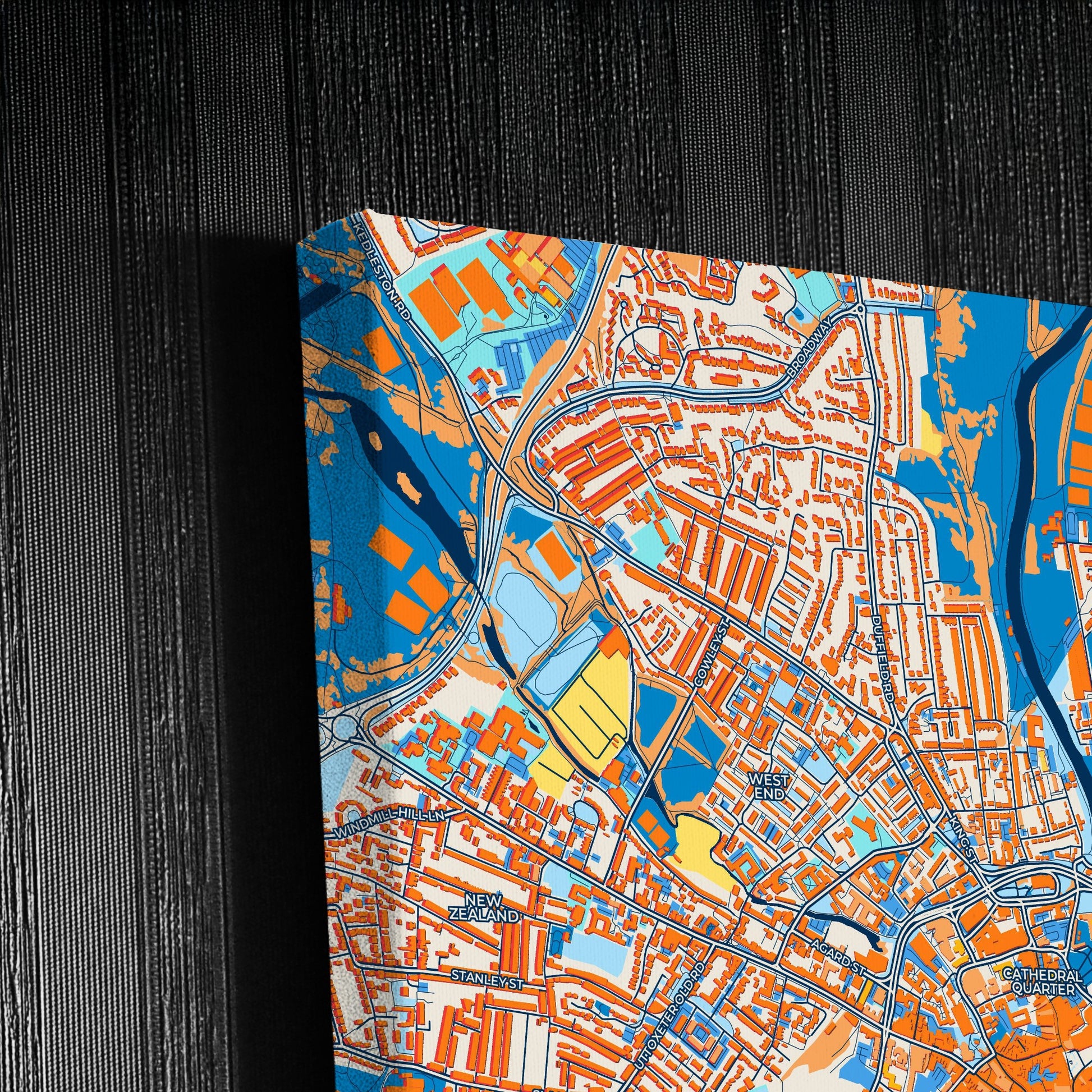 Derby England Colorful City Map Canvas Print Detail