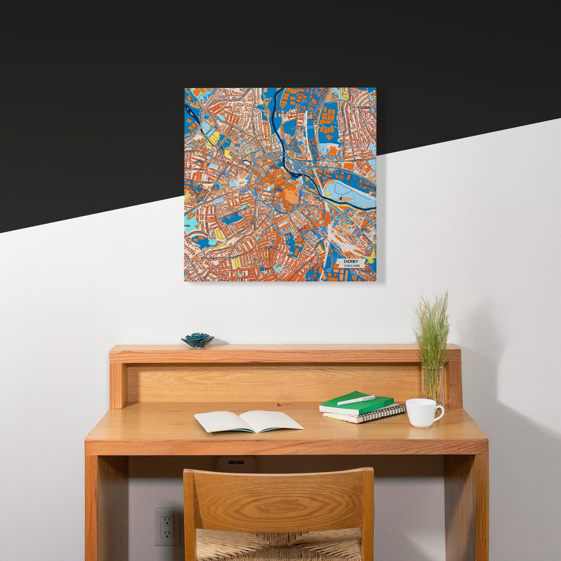 Derby England Colorful City Map Canvas Print Scene