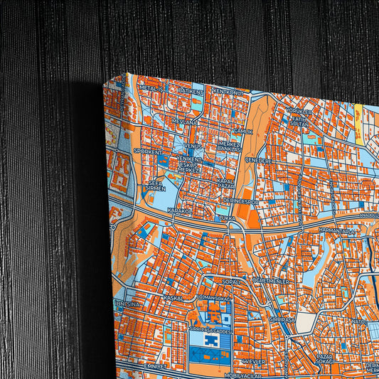 Deri̇nce Turkey Colorful City Map Canvas Print Detail