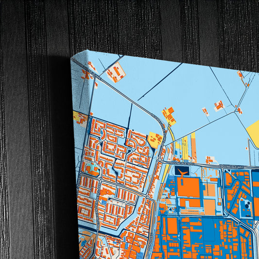 Derondevenen Netherlands Colorful City Map Canvas Print Detail