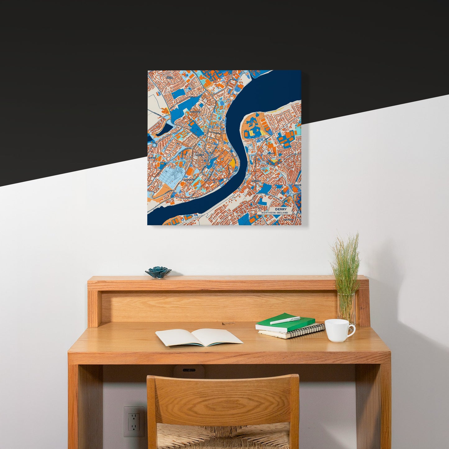 Derry Northern Ireland Colorful City Map Canvas Print Scene