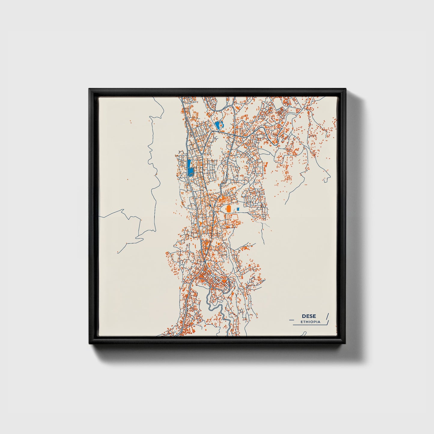 Dese Ethiopia Colorful City Map Canvas Print • Black Framed