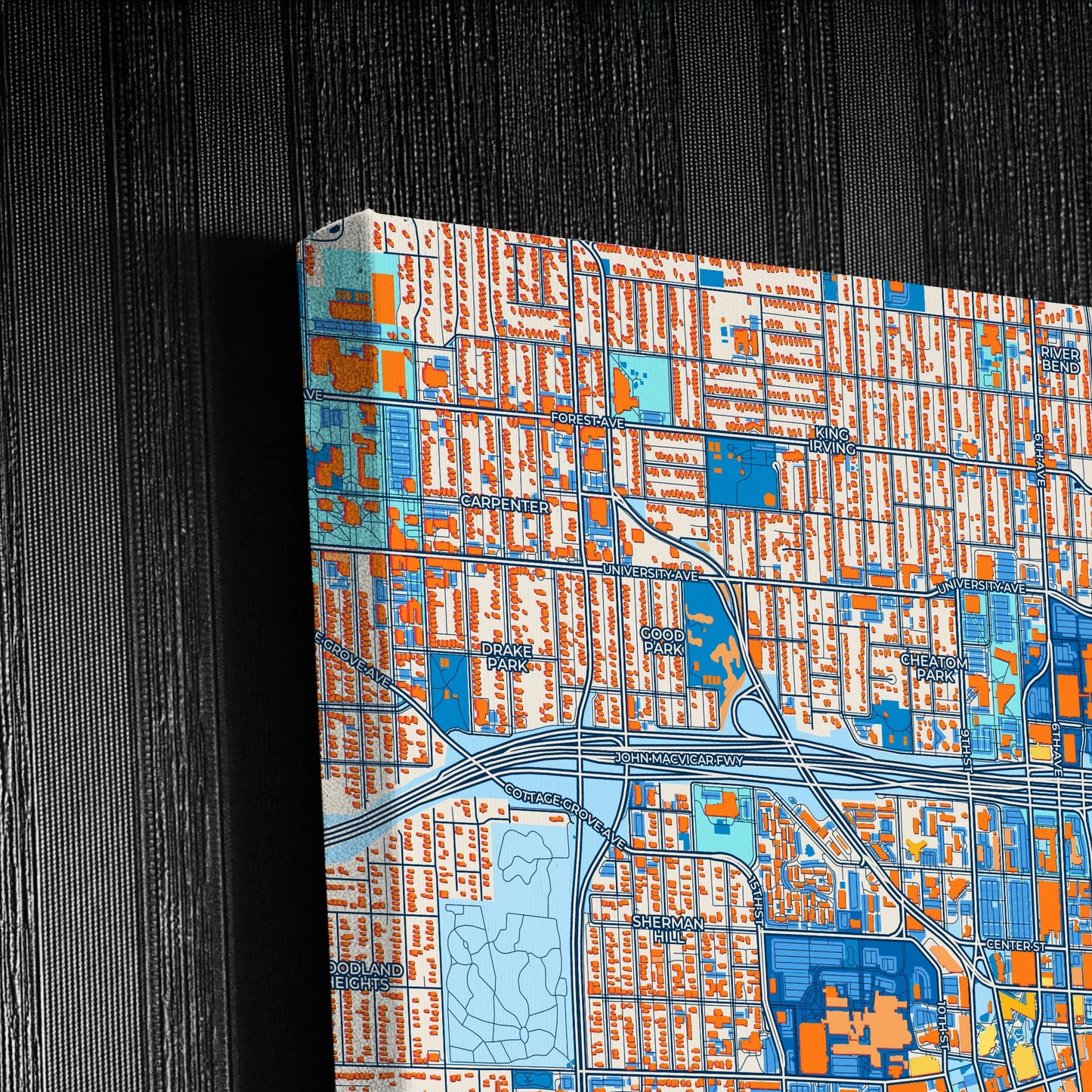 Des Moines Iowa Colorful City Map Canvas Print Detail