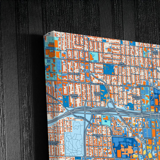 Des Moines Iowa Colorful City Map Canvas Print Detail