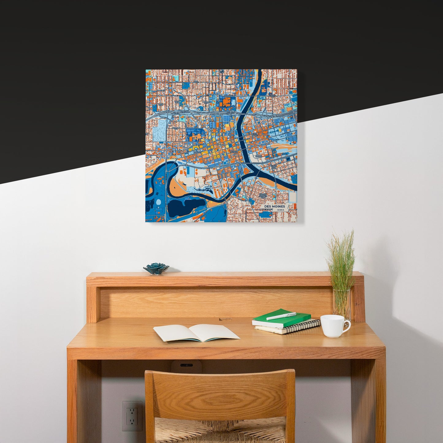 Des Moines Iowa Colorful City Map Canvas Print Scene