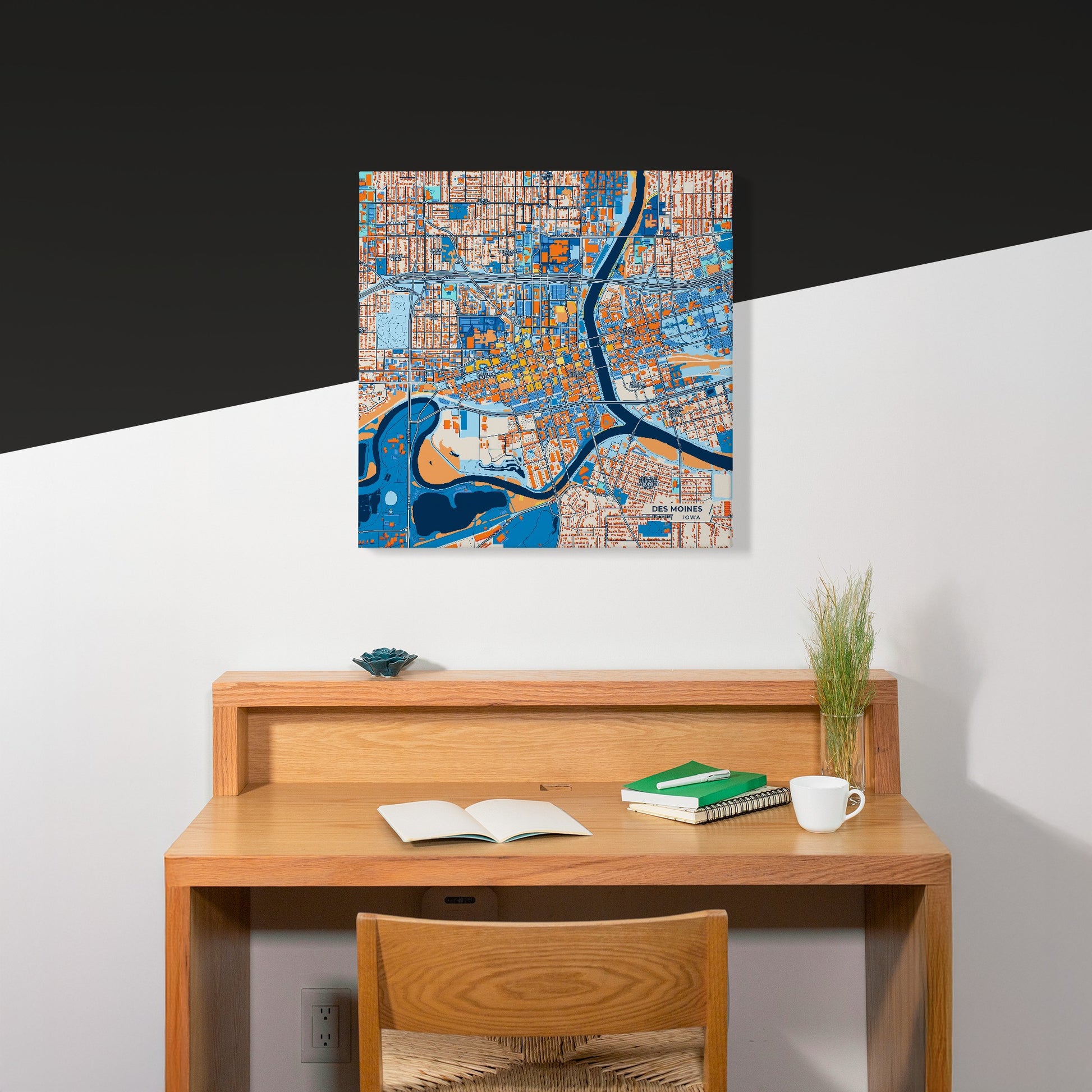 Des Moines Iowa Colorful City Map Canvas Print Scene