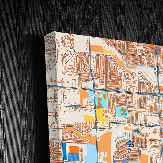 Desoto Texas Colorful City Map Canvas Print Detail