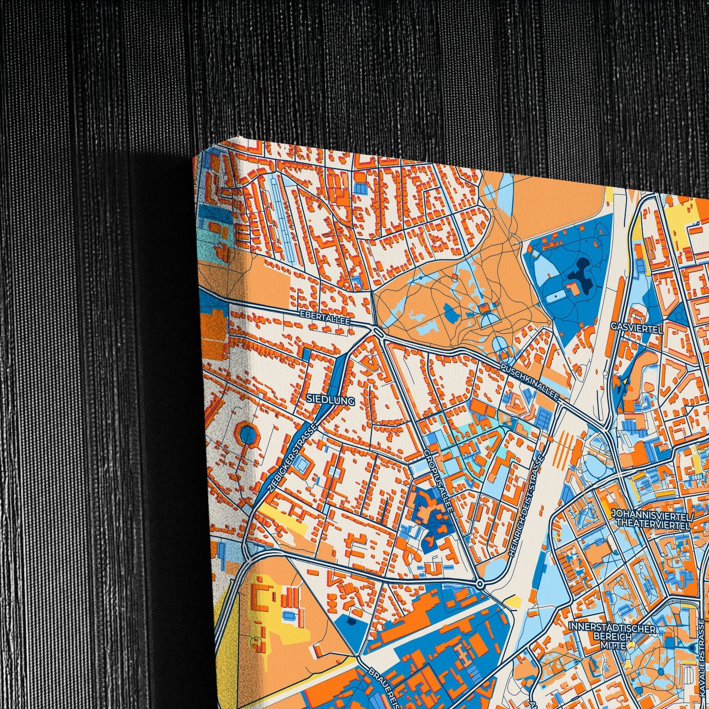 Dessau-Rosslau Germany Colorful City Map Canvas Print Detail