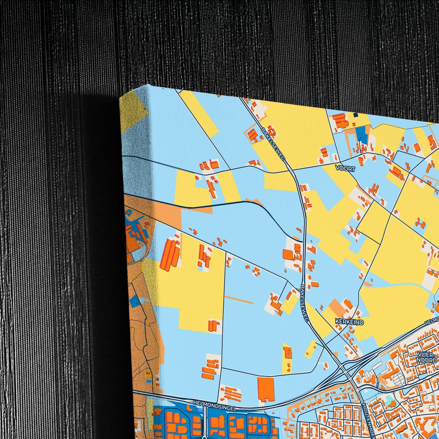 Deurne Netherlands Colorful City Map Canvas Print Detail