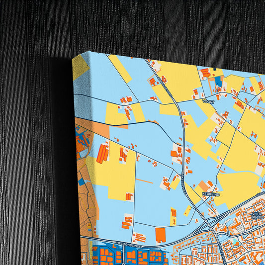 Deurne Netherlands Colorful City Map Canvas Print Detail