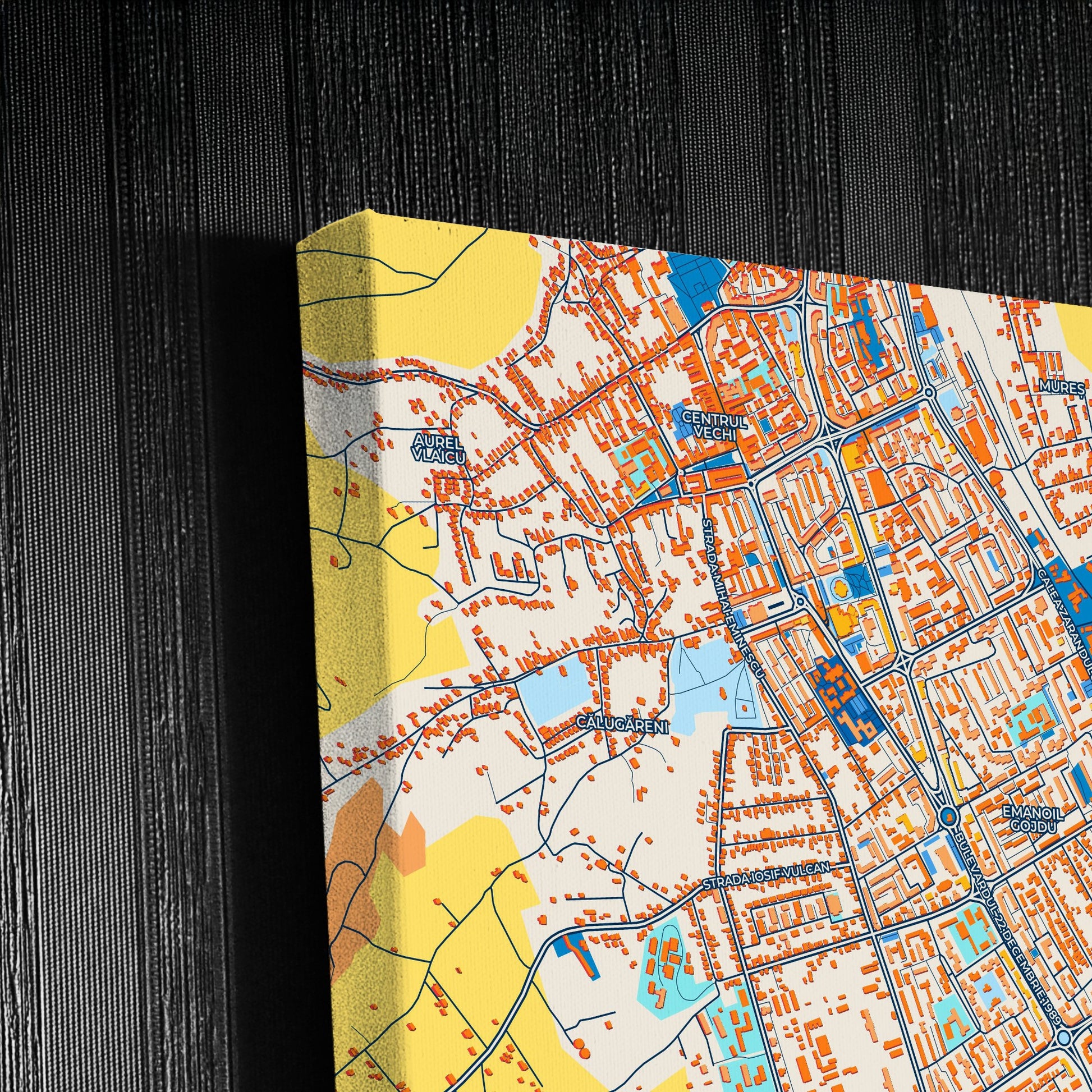 Deva Romania Colorful City Map Canvas Print Detail
