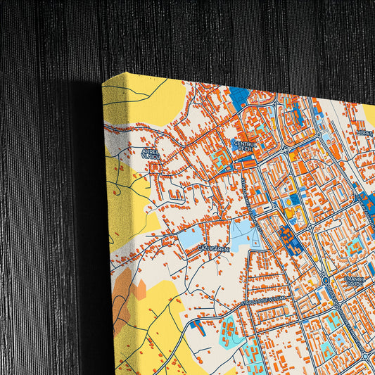 Deva Romania Colorful City Map Canvas Print Detail