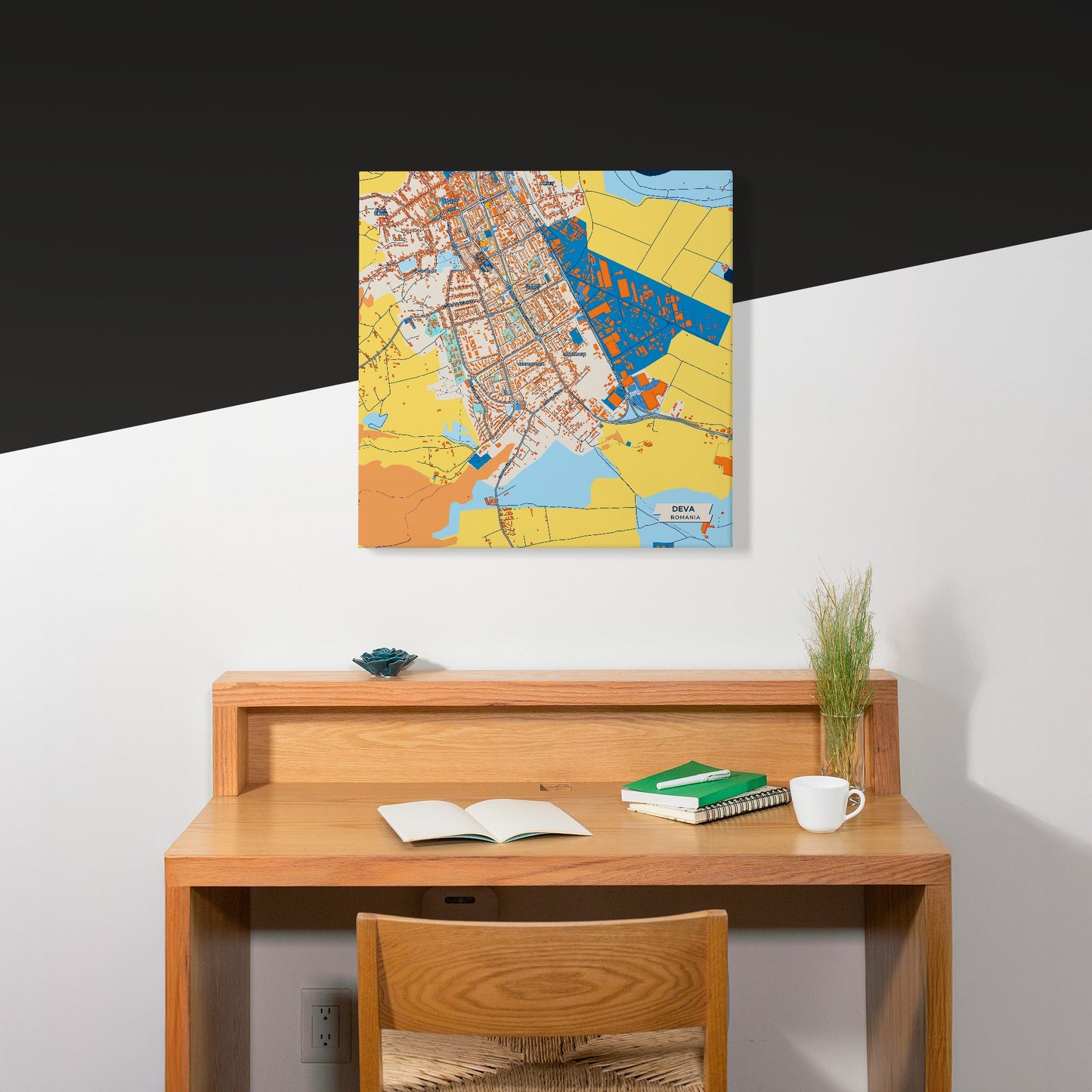 Deva Romania Colorful City Map Canvas Print Scene