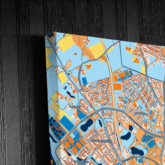 Deventer Netherlands Colorful City Map Canvas Print Detail