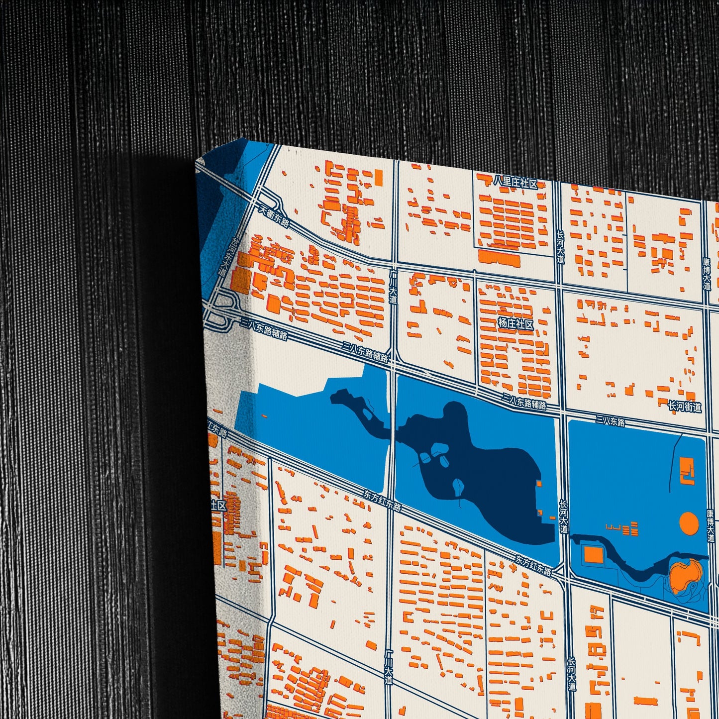 Dezhou China Colorful City Map Canvas Print Detail