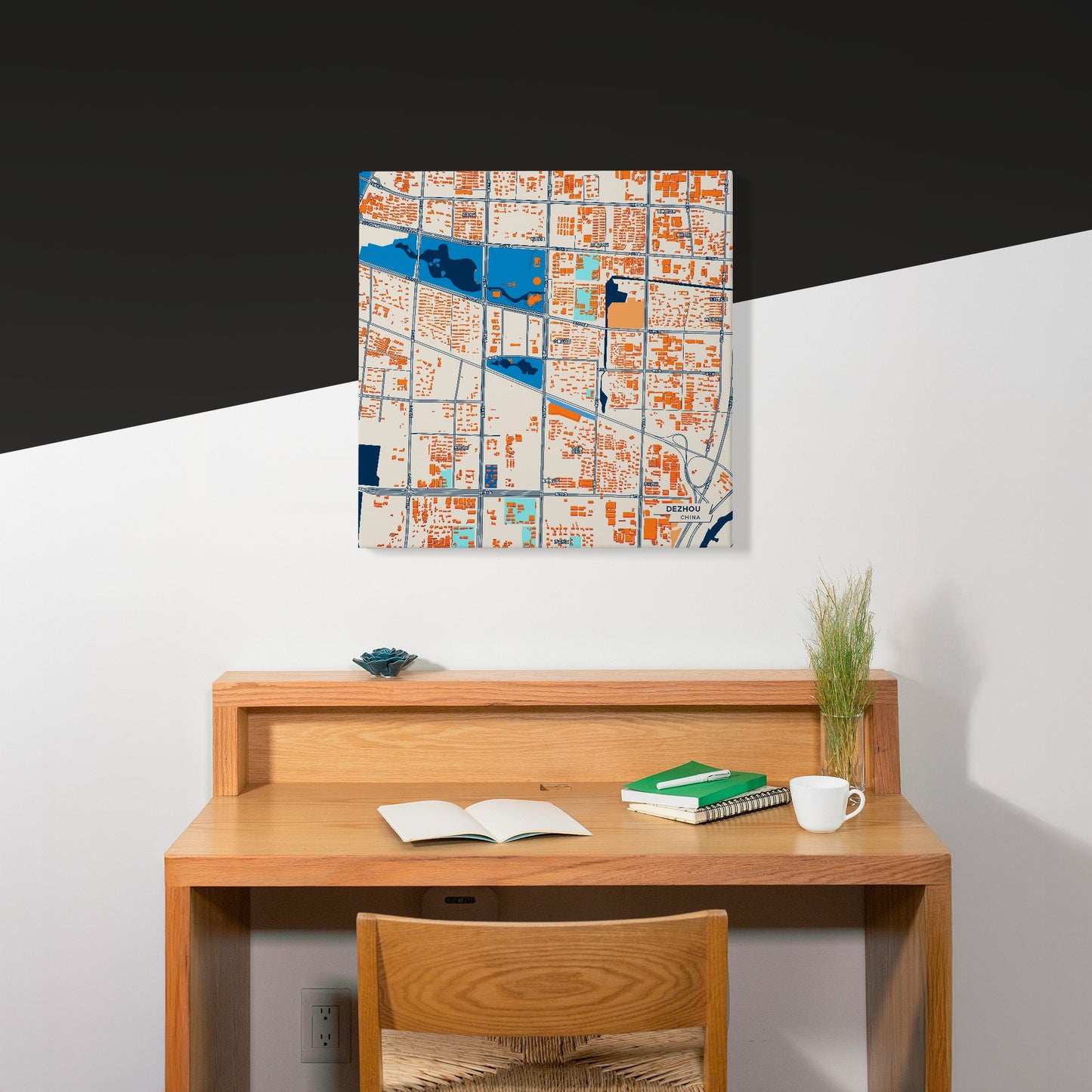 Dezhou China Colorful City Map Canvas Print Scene