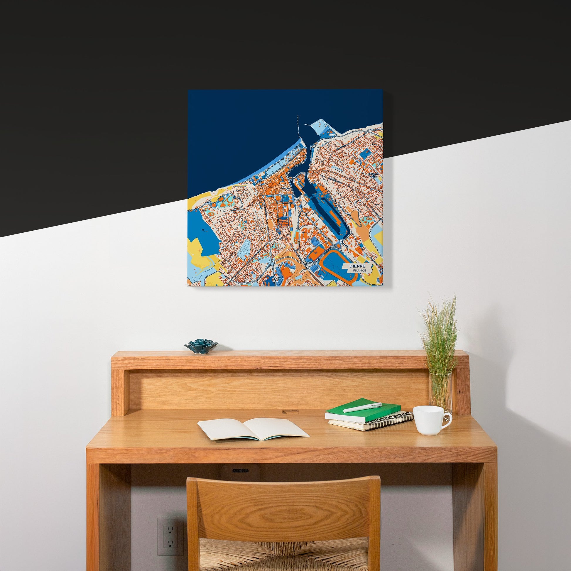 Dieppe France Colorful City Map Canvas Print Scene